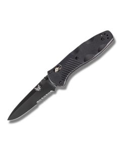 Benchmade Knives 580SBK Barrage with Black Valox Handles and Black Coated 154CM Stainless Steel 3.625" Drop Point Partly Serrated Edge Blade Model 580SBK