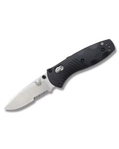 Benchmade Knives 585S Mini Barrage with Black Valox Handles and Satin Coated 154CM Stainless Steel 2.875" Drop Point Partly Serrated Edge Blade Model 585S