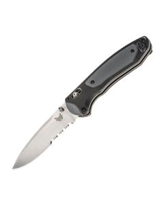 Benchmade Knives 590S Boost Assisted Opener with Dark Gray Grivory and Black Versaflex Durometer Handles and Satin CPM-S30V Stainless Steel 3.70" Partially Serrated Edge Drop Point Blade Model 590S