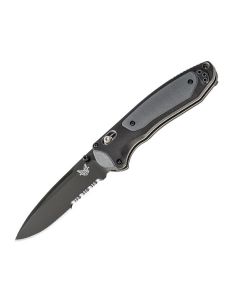 Benchmade Knives 590SBK Boost Assisted Opener with Dark Gray Grivory and Black Versaflex Durometer Handles and Black CPM-S30V Stainless Steel 3.70" Partially Serrated Edge Drop Point Blade Model 590SBK