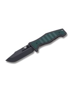 Benchmade Knives 757BK Vicar with Green G-10 Handles and Black Coated CPM-S30V Stainless Steel 3.875" Clip Point Plain Blade Model 757BK