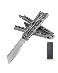 Benchmade 87 Ti Balisong Butterfly Knife with Sandblast Coated Titanium Handle and Satin Coated CPM-S30V Stainless Steel 4.50" Wharncliffe Plain Edge Blade with Gray Nylon Sheath Model 87TI