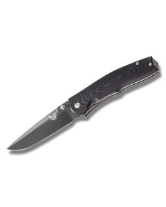 Benchmade Knives 890BK Torrent with Black G-10 Handles and  Black Coated 154CM Stainless Steel 3.625" Drop Point Plain Edge Blade Model 890BK