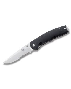 Benchmade Knives 890S Torrent  with Black G-10 Handles and Satin Coated 154CM Stainless Steel 3.625" Drop Point Partly Serrated Edge Blade Model 890S