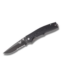 Benchmade Knives 890SBK Torrent with Black G-10 Handles and Black Coated  154CM Stainless Steel Drop Point Partly Serrated Edge Blade Model 890SBK