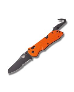 Benchmade Knives 915SBKOR Triage with Orange G-10 Handles and Black Coated N680 Ultra Stainless Steel 3.50" Sheepfoot Partly Serrated Edge Blade Model 915SBK-ORG