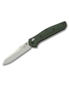 Benchmade Knives 940S with Green Anodized Aluminum Handles and Satin Coated CPM-S30V Stainless Steel 3.375" Reverse Tanto Partly Plain Edge Blade Model 940