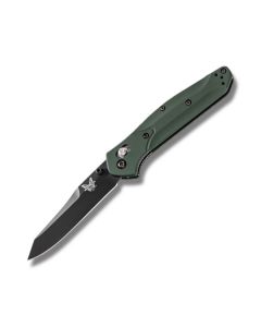 Benchmade Knives 940BK Osborne with Green 6061-T6 Aluminum Handles and Black Coated CPM-S30V Steel 3.375" Reverse Tanto Plain Edge Blade Model 940BK