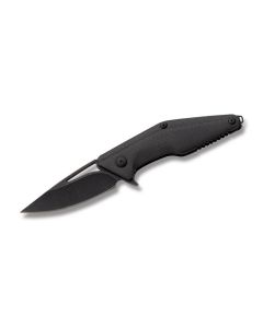 Brous Blades Mini Division CF with Carbon Fiber Handles and Stonewashed Coated D2 Tool Steel 3-1/2'' Drop Point Plain Blade