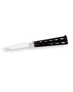 Bear & Son Cutlery Butterfly Knife 5" with Silver Vein Handle and Black Coated High Carbon Stainless Steel Plain Edge Blades Model 115