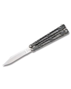 Bear & Son OPS Bear Song IV with Black Carbon Fiber Pattern T6 Aluminum Handle and 142C28N Stainless Steel 4.375" Spear Point Plain Edge Blade Model B-400-AICF-B