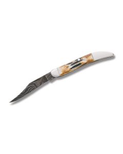 Bear and Sons Cutlery Toothpick 5” with Genuine India Stag Bone Handles and Damascus Steel Plain Edge Blades Model 5193D