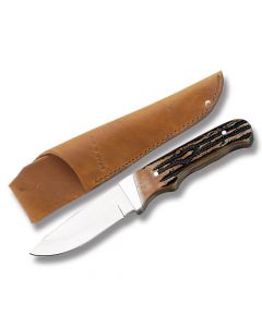 Bear & Son Hunter with India Stag Bone Handle and High Carbon Stainless Steel 2.875" Drop Point Plain Edge Blade Model 549