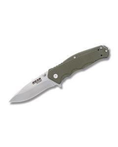 Bear and Son Bear Edge Sideliner with OD Green G-10 Handles and 440 Stainless Steel Drop Point Plain Edge Blades Model 61102