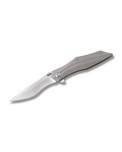 Brous Blades Razorback Folding Knife with 6AL4V Titanium Handle and Satin Coated D2 Tool Steel 3.188"  Tanto Tip Plain Edge Blade Model RAZORBACKSA