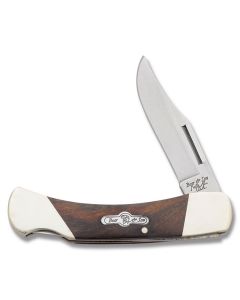 Bear Desert Iron Wood Lockback 3.75" with Desert Ironwood Handle and 440 Stainless Steel Plain Edge Blades Model K205E