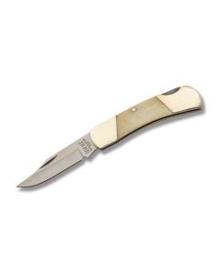 Bear & Son Lockback 3" with White Smooth Bone Handle with 440 High Carbon Stainless Steel Blade Model WSB26