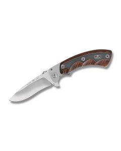 Buck Open Season Folding Skinner with Rosewood Handle and Sain Coated S30V Stainless Steel 3.75" Skinner Plain Edge Blade with Black Leather Sheath Model 0547RWS-B