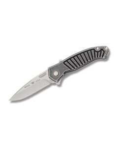 Buck Interia Anodized 6061 T6 Aluminum Handle, 420 HC Stonewashed Stainless Steel Blade, 4 1/2" Closed Drop Point Plain Edge