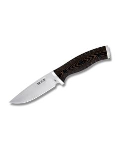 Buck Knives Small Selkirk Fixed Blade with Brown and Black CNC Contoured Micarta Handles and 420 HC Stainless Steel 3.75" Drop Point Plain Edge Blades Model 0853BRS