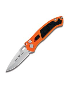 Buck 898 Impact Automatic Knfie with Safety Orange Anodized Aluminum Handle and Satin Coated S30V Stainless Steel 3.125" Drop Point Plain Edge Blade Model 0898ORS