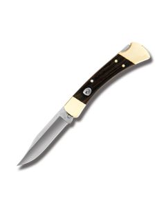 Buck Knives 110 Folding Hunter Automatic Knife with Ebony Dymondwood Handle and Satin Coated 420HC Stainless Steel 3.75" Clip Point Plain Edge Blade Model 11197