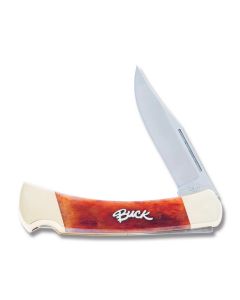 Buck Knives 110 Folding Hunter 4.875" with Brown Smooth Bone Handles and 420 HC Stainless Steel Plain Edge Blades Model 0110BNSSM3-B