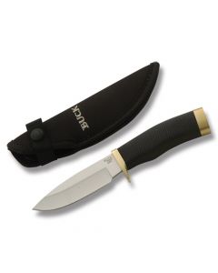 Buck Vanguard with Black Rubber Handle and Satin Coated 420HC Stainless Steel 4.25" Drop Point Plain Edge Blade with Black Nylon Sheath Model 0692BKS-B