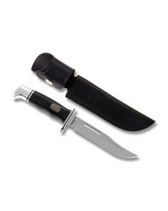 Buck Special with Black Phenolic Handle and Satin Coated 420HC Stainless Steel 6" Clip Point Plain Edge Blade with Black Leather Sheath Model 119BKS-B