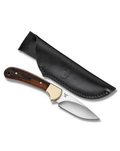 Buck 113 Ranger Skinner Knife with American Walnut Handle and Satin Coated 420HC Stainless Steel 3.125" Drop Point Plain Edge Blade with Black Leather Sheath Model 0113BRS