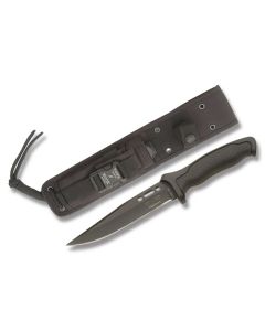 TOPS/Buck Nighthawk with Black Rubber Handle and Black Oxide Coated 420HC Stainless Steel 6.50" Modified Clip Point Plain Edge Blade with Black Heavy Duty Nylon Sheath Model 0650BKSTP 