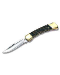 Buck Folding Hunter with Finger Grooved Macassar Ebony Dymondwood Handle and 420HC Stainless Steel Blade Model  110 Folding Hunter