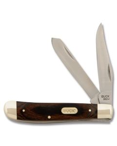 Buck 382 Trapper 3.50" with Woodgrain Handle and Satin Coated 420-J2 Stainless Steel Clip Point Plain Edge Blade Model 0382BRS 