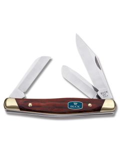 Buck Classic Stockman 3.875" with Rosewood Dymondwood Handle and Satin Coated 420HC Stainless Steel Clip Point PlainEdge Blade Model 0371BRS