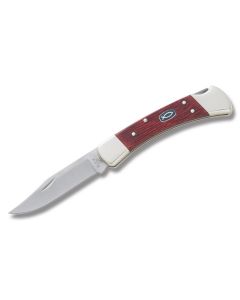 Buck Ichthus Series 110 Icthus Folding Hunter with Cherry Dymondwood Handle and Satin Coated 420HC Stainless Steel 3.75" Clip Point Plain Edge Blade with Black Nylon Sheath