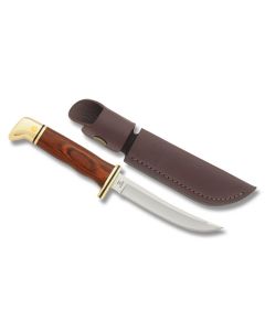 Buck 118 Personal with Cocobola Wood Handle and Satin Coated 420HC Stainless Steel 4.439" Clip Point Plain Edge Blade with Brown Leather Sheath 0118BRS