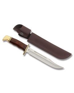 Buck 120 General with Cocobola Dymondwood Handle and Satin Coated 420HC Stainless Steel 7.188" Clip Point Plain Edge Blade with Brown Leather  0120BRS