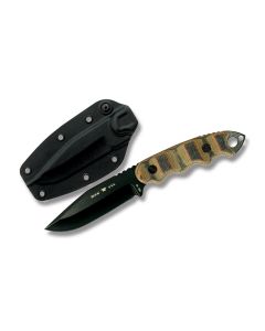 Buck Matt Would Go Knife with Camouflage Micarta Handles Black Coated 5160 Steel 4.5"  Drop Point Plain Edge 0245MCSMWG-B  