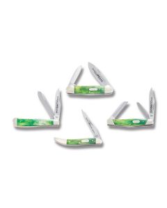 Buck Knives Emerald Smooth Bone Set of 4 with 420 J2 Stainless Steel Plain Edge Blade Model BUEB4