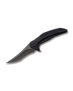 Brous Blades Vendetta with Black G-10 Handles and Acid Stonewashed D2 Tool Steel 4'' Tanto Plain Blade 