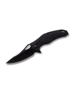 Brous Blades Blackout VR-71 with Black G-10 Handles and Black Coated D2 Tool Steel 4'' Drop Point Plain Blade