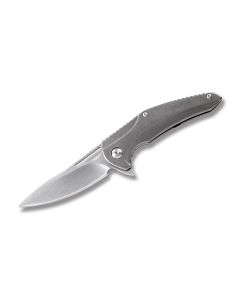 Brous Blades XR-1 Folding Knife with Gray Anodized Titanium Handle and Stonewash Coated D2 Tool Steel 3.50" Drop Point Plain Edge Blade Model BXR1SW