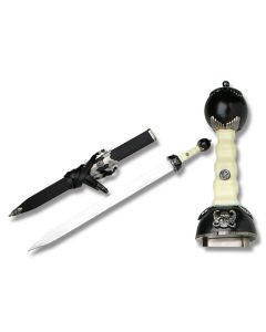 Master Cutlery Roman Gladiator Sword with Imitation Ivory Handles and Stainless Steel Plain Edge Blades Model D-819BK