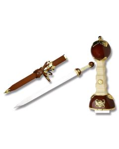 Master Cutlery Roman Gladiator Sword with Imitation Ivory Handles and Stainless Steel Plain Edge Blades Model D-819BN