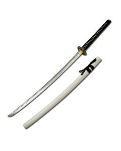 Master Cutlery Hand Sharpened Carbon Steel Katana with White Finish Scabbard