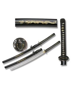 Master Cutlery Hand Sharpened Carbon Steel Katana with Brass Dragon Inlay Scabbard