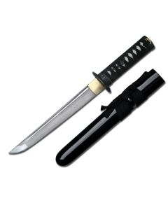 Master Cutlery Ryumon Raijin Hand Forged Damascus Carbon Steel Tanto with Black Scabbard