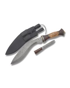 Szco Kukri with Two Tone Wood Handles and Damascus Steel 11.50" Kukri Plain Edge Blades Model DM-1134