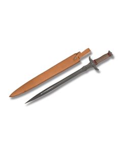 Knight’s Sword with Tri-Color Wire Wrapped Handle and Damascus Steel Plain Edge Blades Model DM-5010