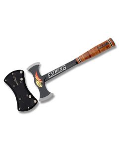 Estwing Black Eagle Stacked Leather Handle Double Bit Axe - Black Finish